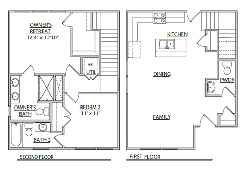 the plan of the first and second floor of the house